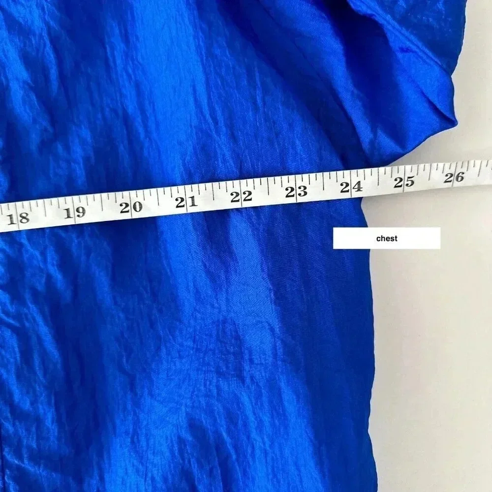 Vintage 90s Kristen Blake Windbreaker Womens M Blue Nylon Crinkle Loose Jacket - Picture 16 of 16